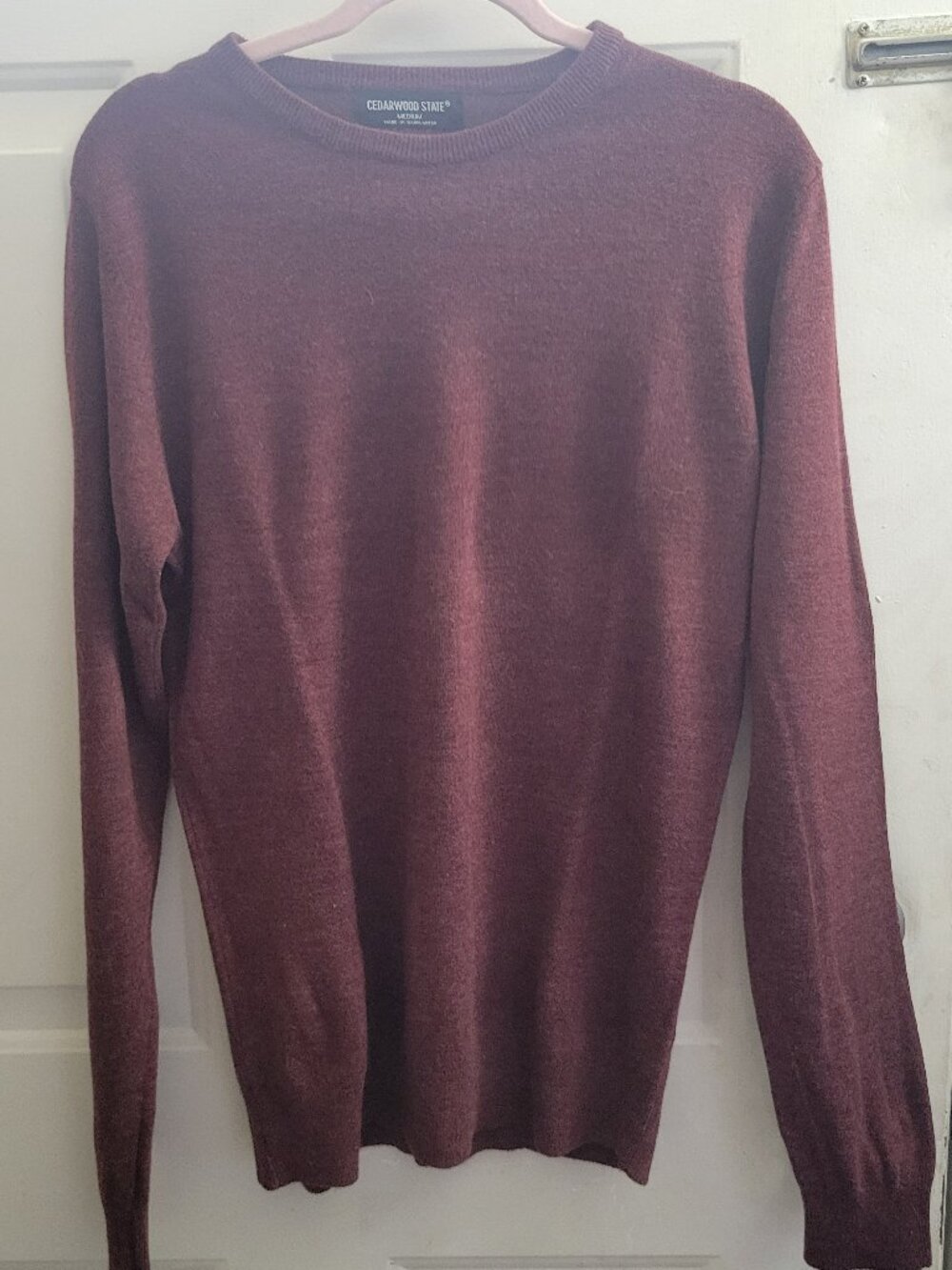 Cedar Wood State Men's M Sweater Maroon  Crew Neck Raglan Sleeve Pullover